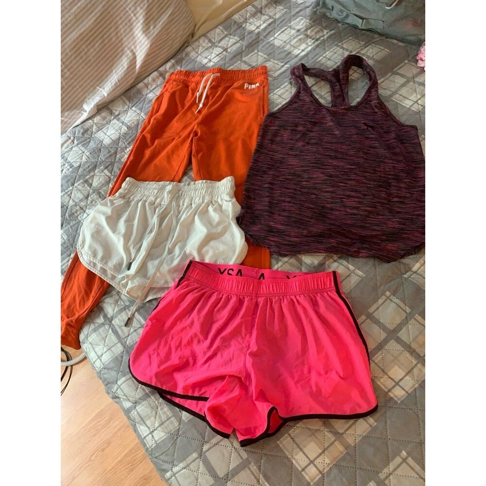 Lot x4 PINK Victoria Secret Shorts VSX Top PINK Jogging Pants